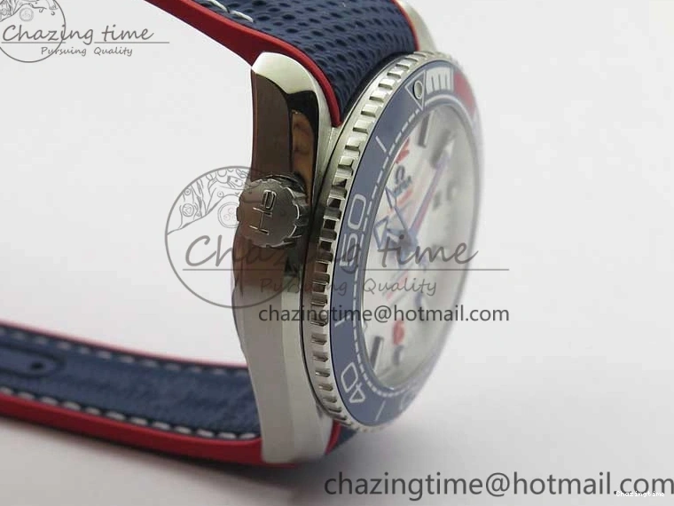 0504 Comfortable Planet Ocean 43.5mm America’s Cup VSF Best Edition White Dial On Blue Gummy Strap A 7900
